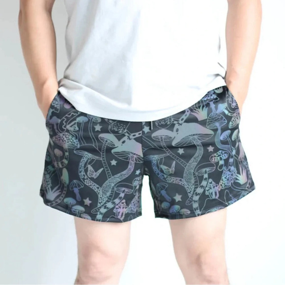 Unisex Reflective Psychedelic Mushroom Shorts, XS